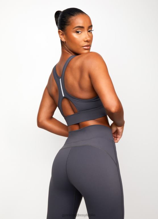 Gym King kobiety biustonosz sportowy z lamówką TBB0Z583 odzież ciemnoszary/srebrny