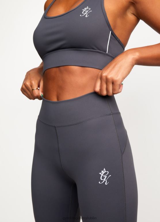 Gym King kobiety biustonosz sportowy z lamówką TBB0Z583 odzież ciemnoszary/srebrny