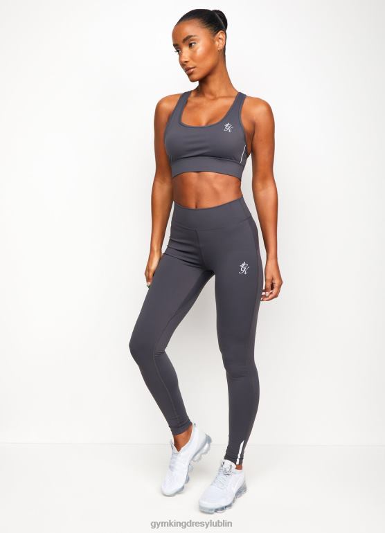 Gym King kobiety biustonosz sportowy z lamówką TBB0Z583 odzież ciemnoszary/srebrny
