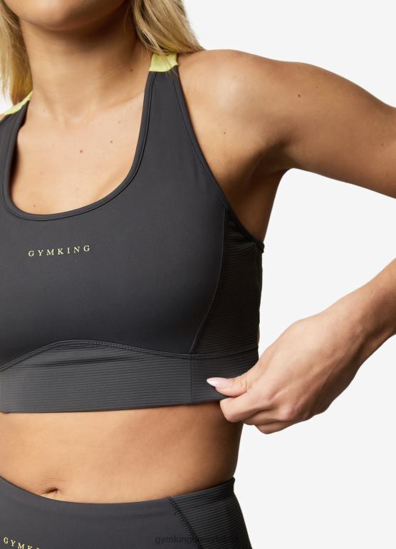 Gym King kobiety motywować biustonosz TBB0Z580 odzież grafit/limonka