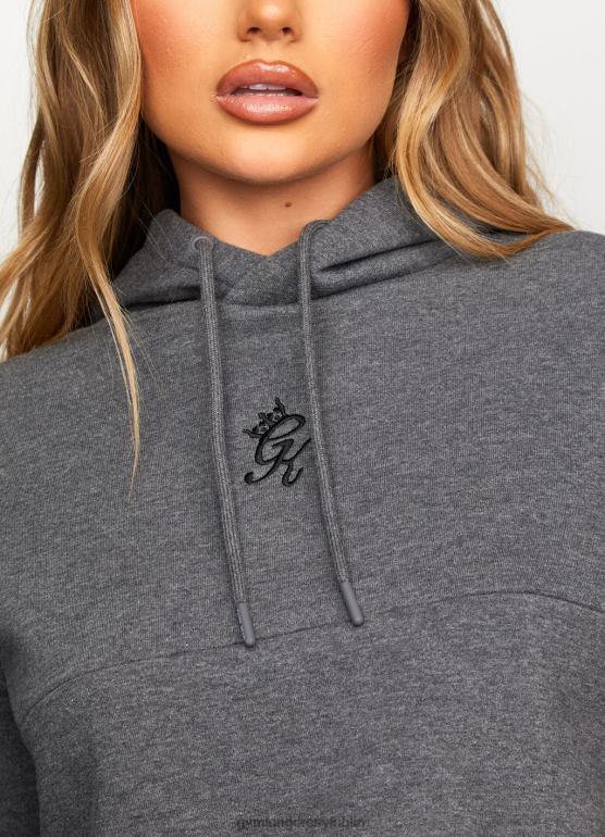 Gym King kobiety kaptur z taśmą wyników w kolorze nieba TBB0Z626 odzież średnioszary melanż