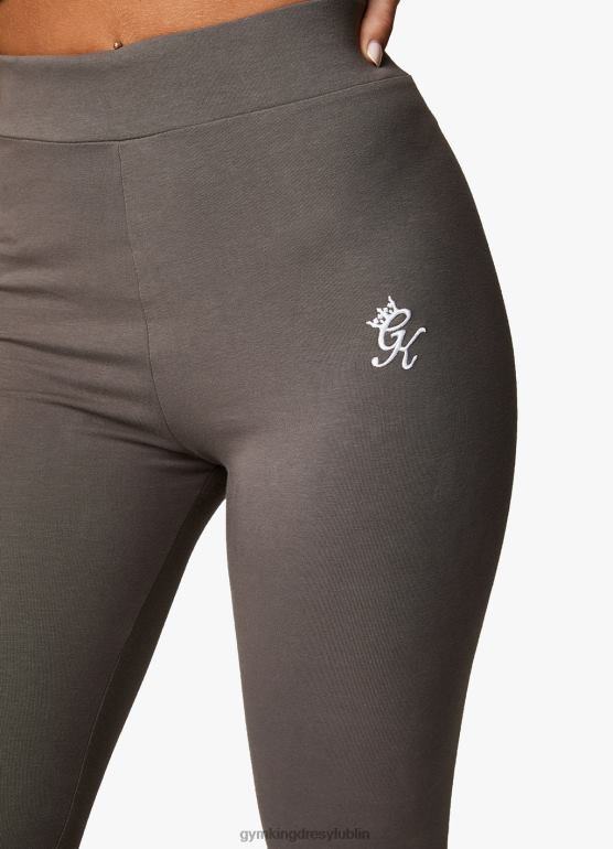 Gym King kobiety Legginsy z dżerseju o liniowym łuku TBB0Z323 odzież stalowoszary/biały