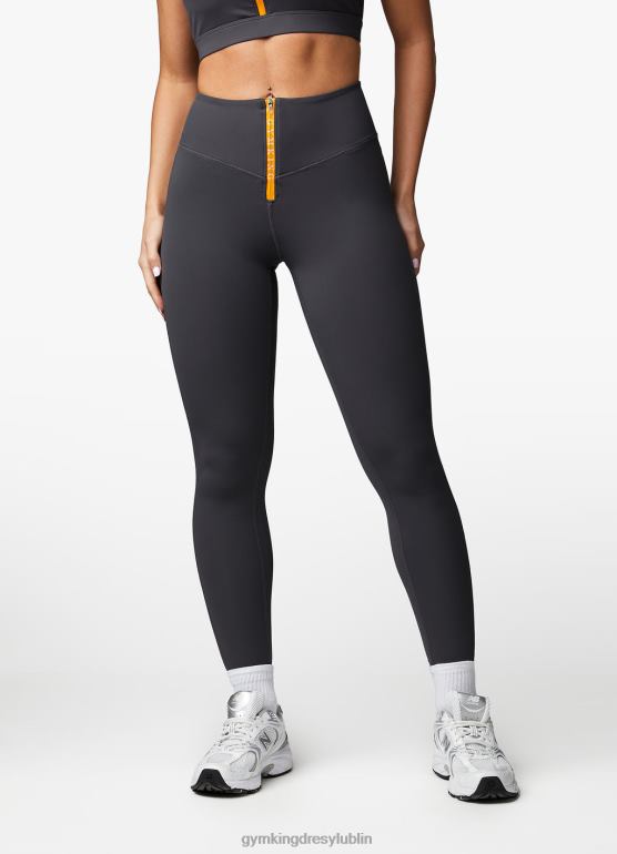 Gym King kobiety legginsy o teksturze wytrzymałościowej TBB0Z330 odzież grafit/złoty pomarańcz