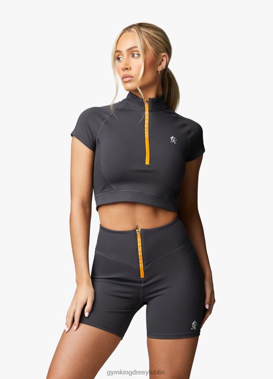 Gym King kobiety Krótkie spodenki rowerowe stamina zip z przodu TBB0Z502 odzież grafit/złoty pomarańcz