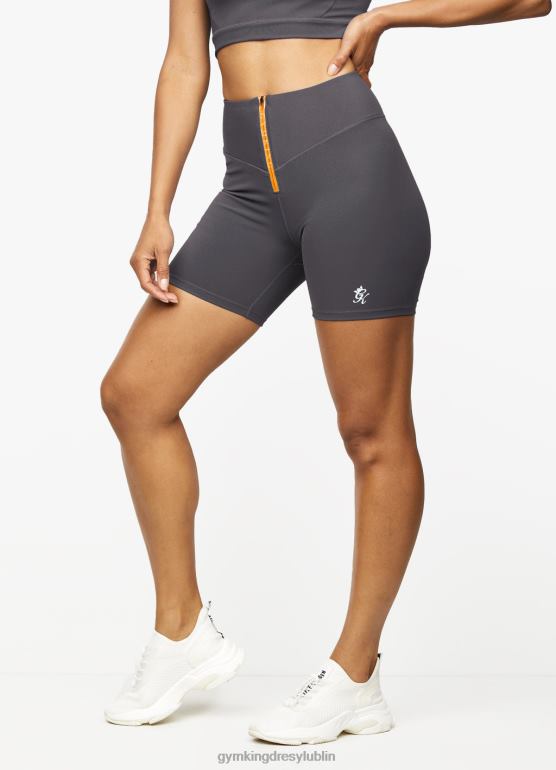 Gym King kobiety Krótkie spodenki rowerowe stamina zip z przodu TBB0Z502 odzież grafit/złoty pomarańcz