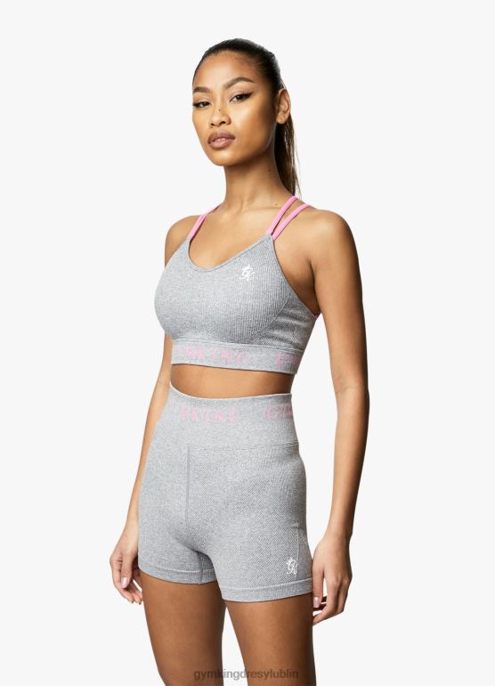Gym King kobiety Biustonosz sportowy z wieloma ściągaczami TBB0Z530 odzież szary melanż/kosmiczny róż