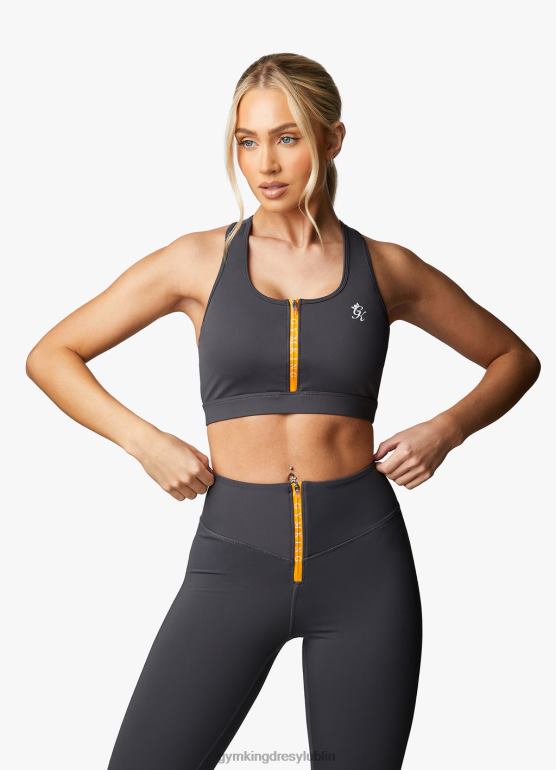 Gym King kobiety Biustonosz typu racer z tyłu o teksturze wytrzymałościowej TBB0Z528 odzież grafit/złoty pomarańcz