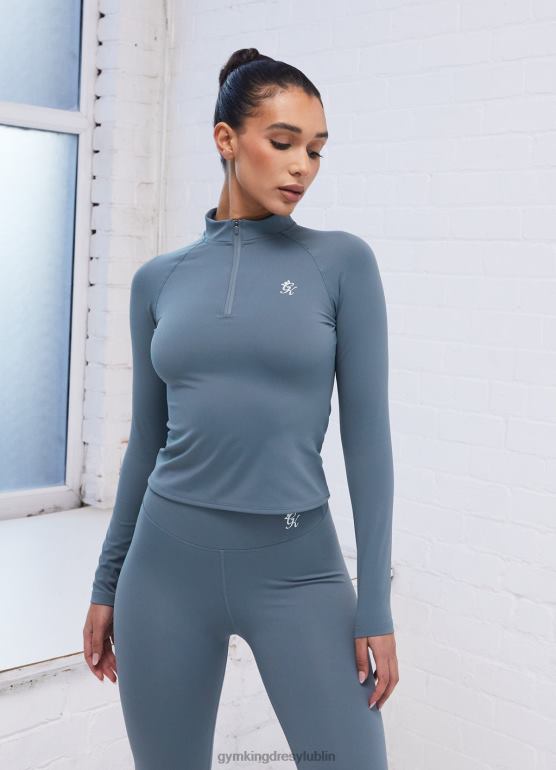 Gym King kobiety 365 ls, zamek błyskawiczny 1/4 TBB0Z436 odzież benzynowy błękit