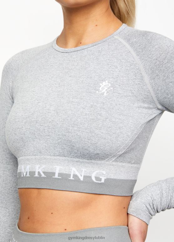 Gym King kobiety Bezszwowa koszulka z długim rękawem i krótkim rękawem TBB0Z465 odzież lodowy melanż