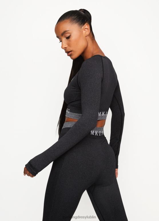 Gym King kobiety Bezszwowa koszulka z długim rękawem i krótkim rękawem TBB0Z491 odzież czarny