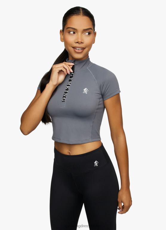 Gym King kobiety Lejek do zbioru z krótkim rękawem i taśmą TBB0Z459 odzież ciemno szary