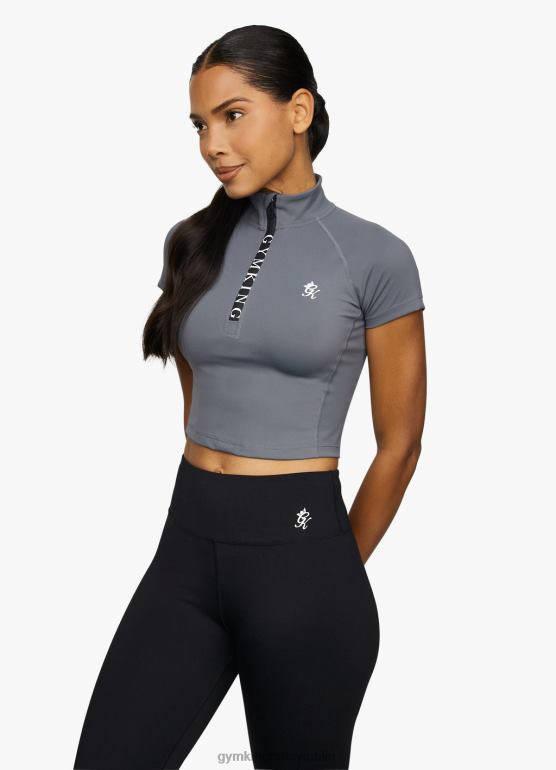 Gym King kobiety Lejek do zbioru z krótkim rękawem i taśmą TBB0Z459 odzież ciemno szary