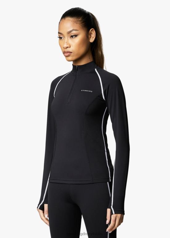 Gym King kobiety Motywuj zamek błyskawiczny 1/4 TBB0Z441 odzież czarny biały