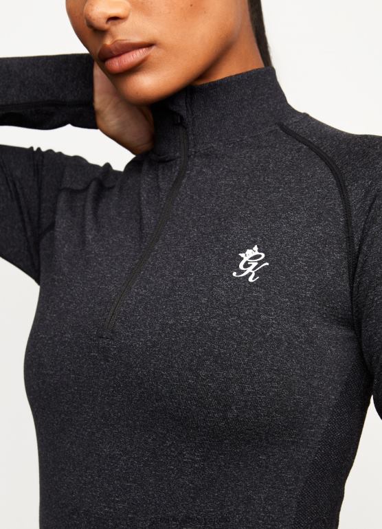 Gym King kobiety bezproblemowe rezultaty Lejek z zamkiem błyskawicznym 1/4 TBB0Z490 odzież czarny