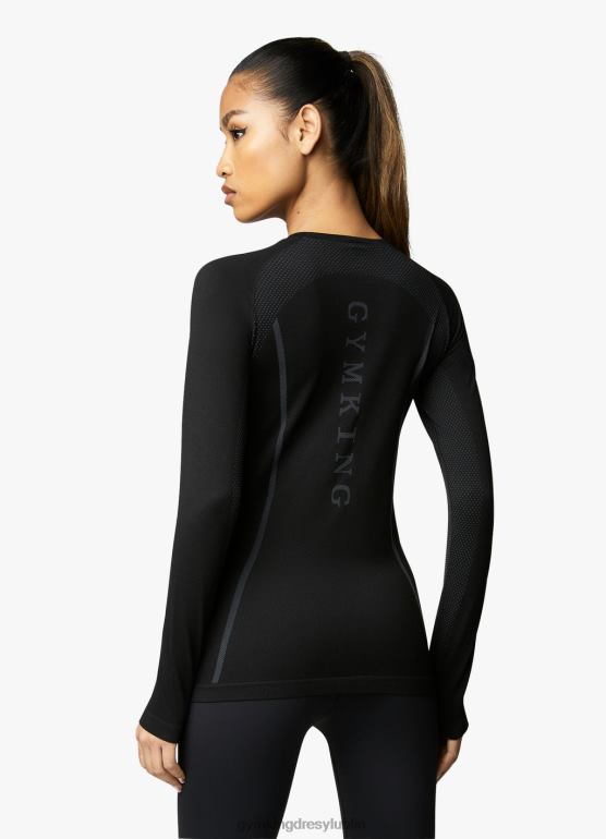 Gym King kobiety bezszwowa koszulka ls TBB0Z444 odzież czarny