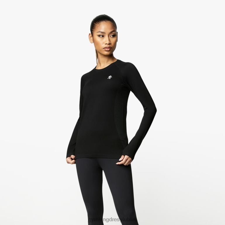 Gym King kobiety bezszwowa koszulka ls TBB0Z444 odzież czarny