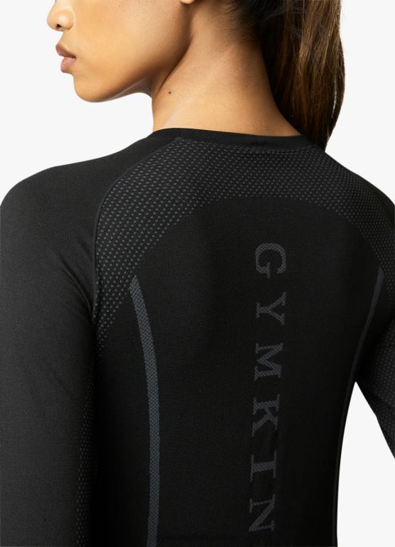 Gym King kobiety bezszwowa koszulka ls TBB0Z444 odzież czarny