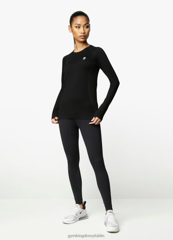 Gym King kobiety bezszwowa koszulka ls TBB0Z444 odzież czarny