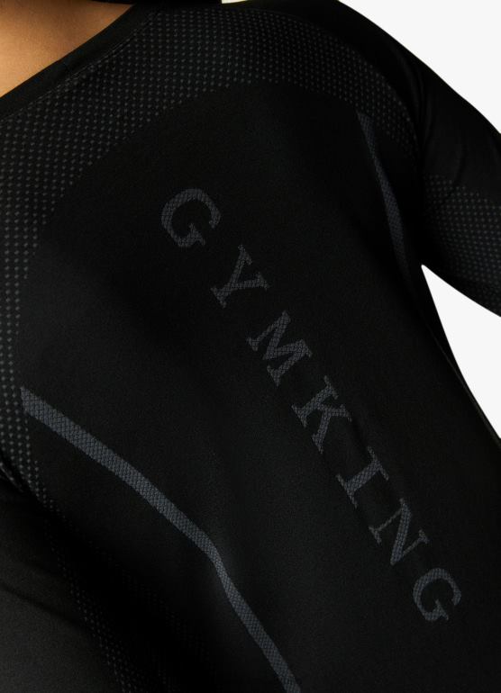 Gym King kobiety bezszwowa koszulka ls TBB0Z444 odzież czarny