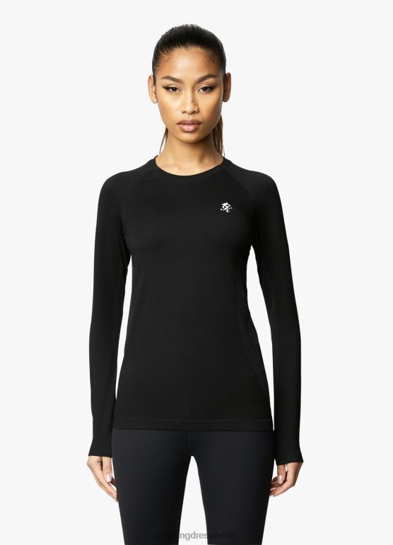 Gym King kobiety bezszwowa koszulka ls TBB0Z444 odzież czarny