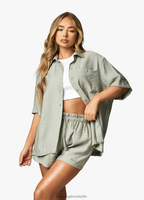 Gym King kobiety charakterystyczna, tkana koszula TBB0Z419 odzież mroczna szałwia