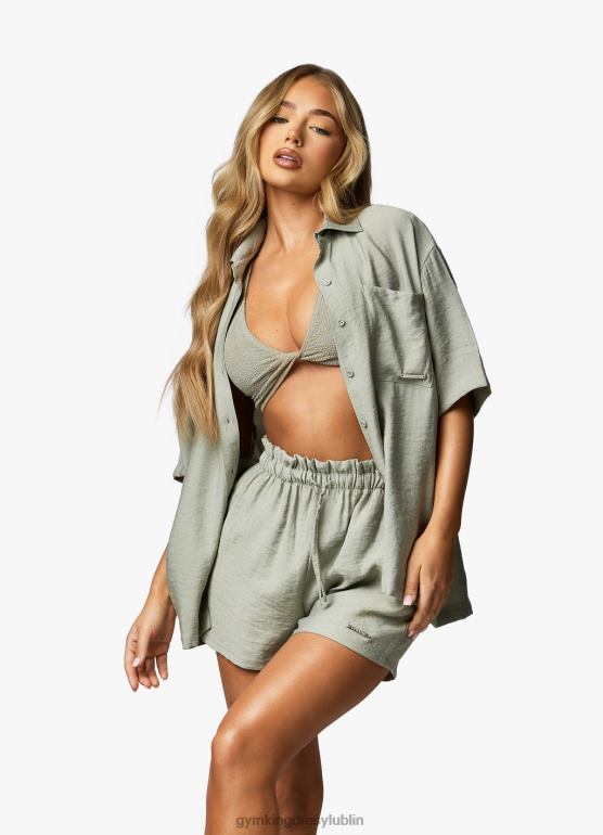 Gym King kobiety charakterystyczna, tkana koszula TBB0Z419 odzież mroczna szałwia