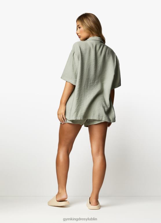 Gym King kobiety charakterystyczna, tkana koszula TBB0Z419 odzież mroczna szałwia