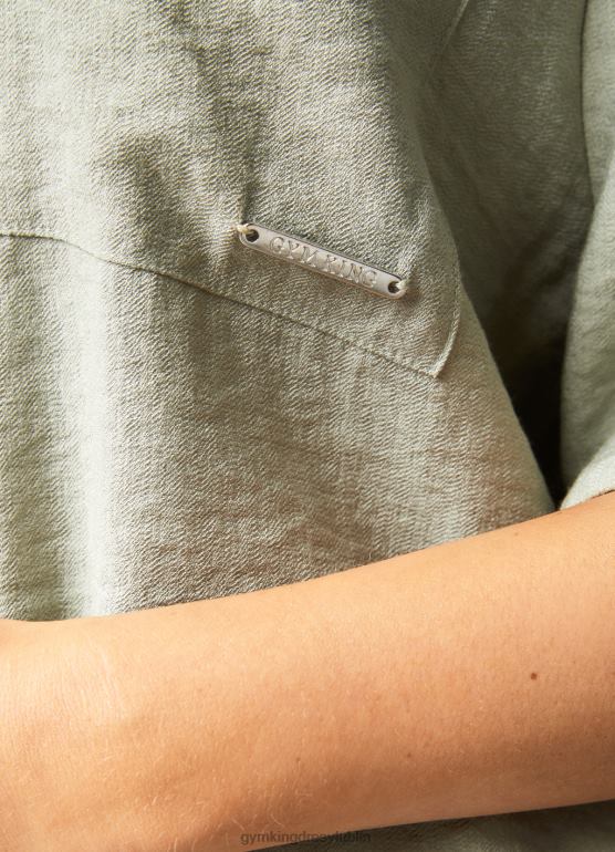 Gym King kobiety charakterystyczna, tkana koszula TBB0Z419 odzież mroczna szałwia