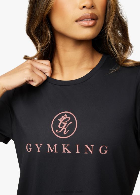 Gym King kobiety profesjonalna koszulka z logo TBB0Z468 odzież czarny/różowe złoto