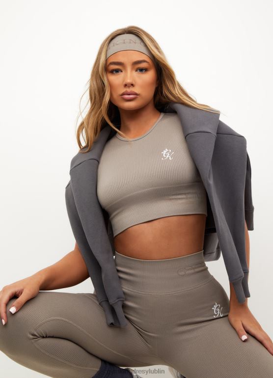 Gym King kobiety sportowy top ze ściągaczem bez szwu TBB0Z495 odzież kolor ciemnoszary