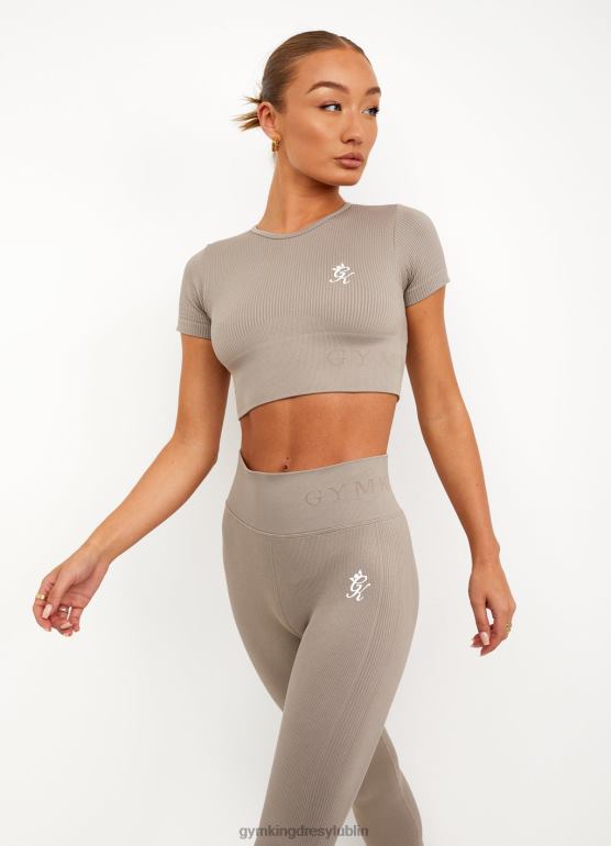 Gym King kobiety sportowy top ze ściągaczem bez szwu TBB0Z495 odzież kolor ciemnoszary