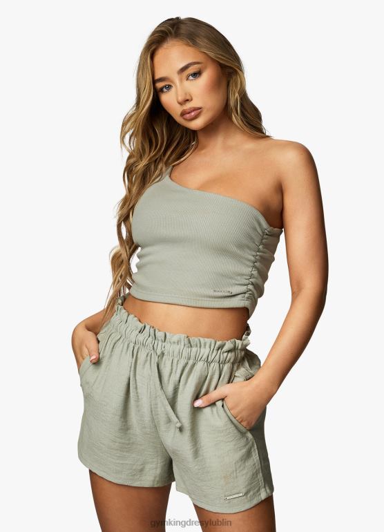 Gym King kobiety uprawa asymetryczna TBB0Z418 odzież mroczna szałwia