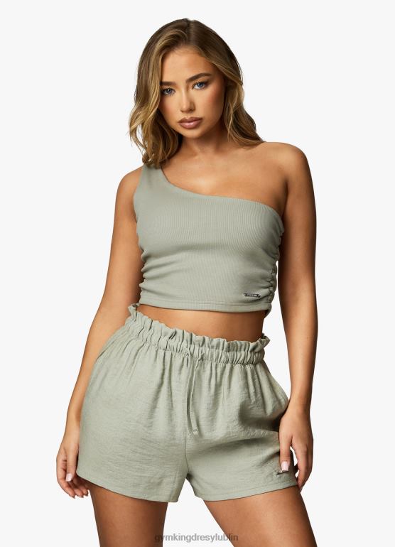 Gym King kobiety uprawa asymetryczna TBB0Z418 odzież mroczna szałwia