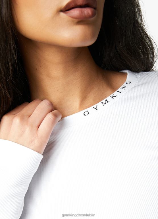 Gym King kobiety Krótki top z prążkowanym wykończeniem TBB0Z400 odzież biały