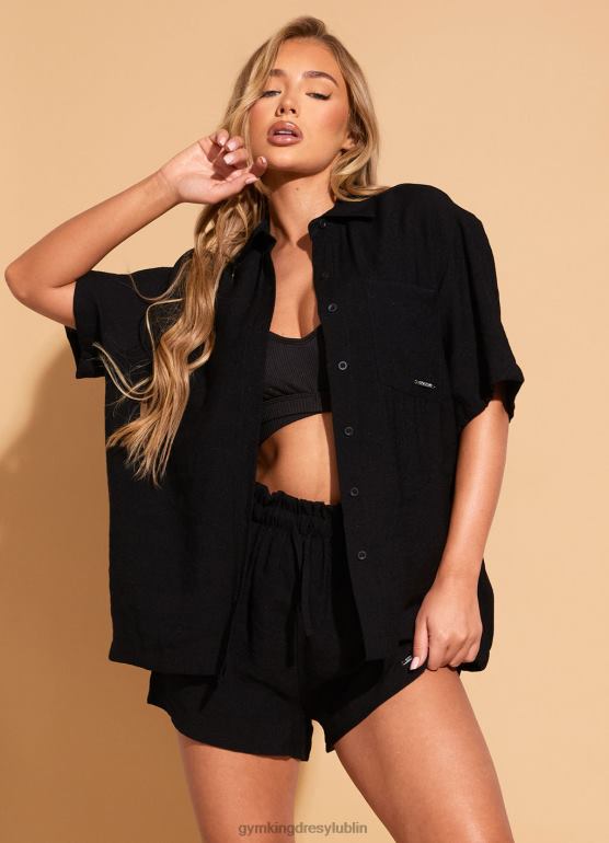 Gym King kobiety charakterystyczna, tkana koszula TBB0Z391 odzież czarny