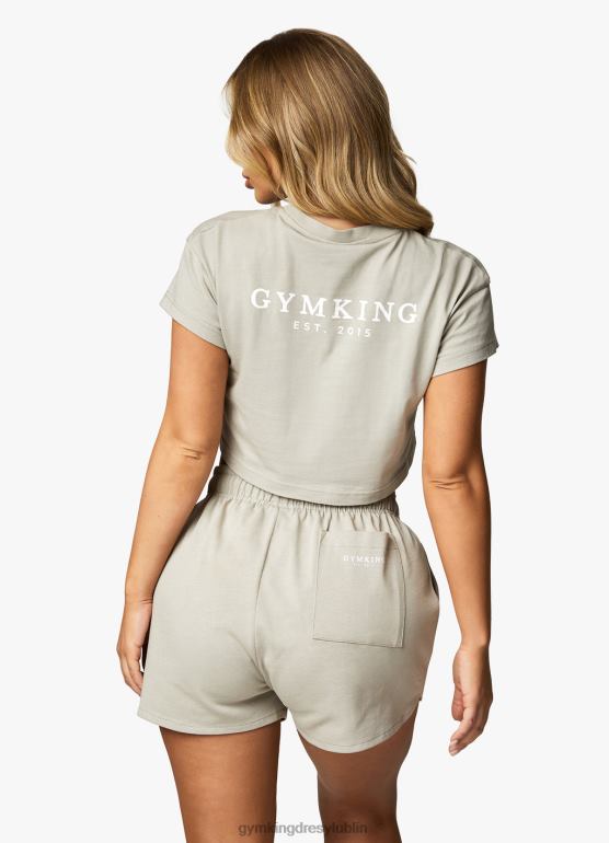 Gym King kobiety uznana koszulka krótka TBB0Z363 odzież mroczna szałwia