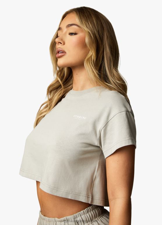 Gym King kobiety uznana koszulka z krótkim rękawem TBB0Z361 odzież mroczna szałwia