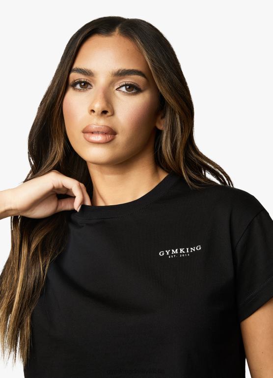 Gym King kobiety uznana koszulka z krótkim rękawem TBB0Z368 odzież czarny biały