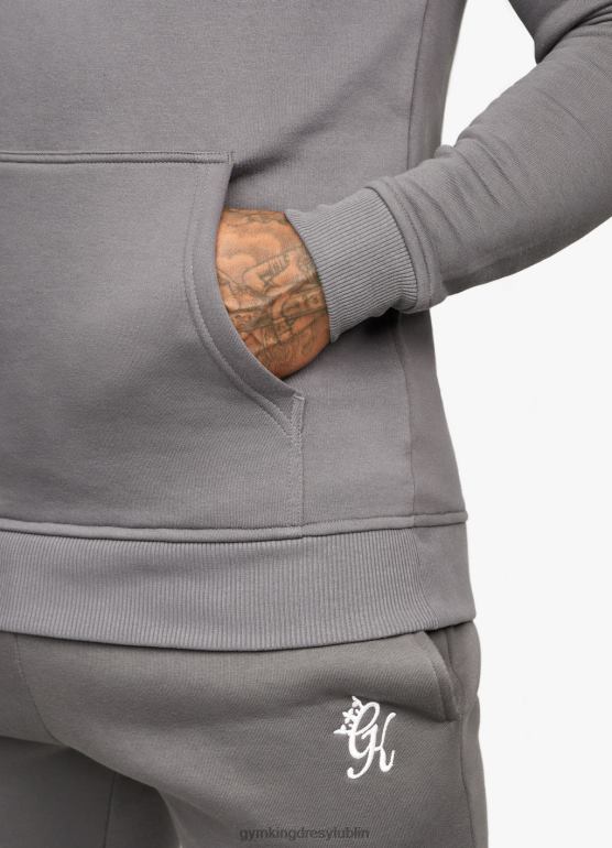 Gym King mężczyźni podstawowy kaptur z polaru TBB0Z226 odzież ciemno szary