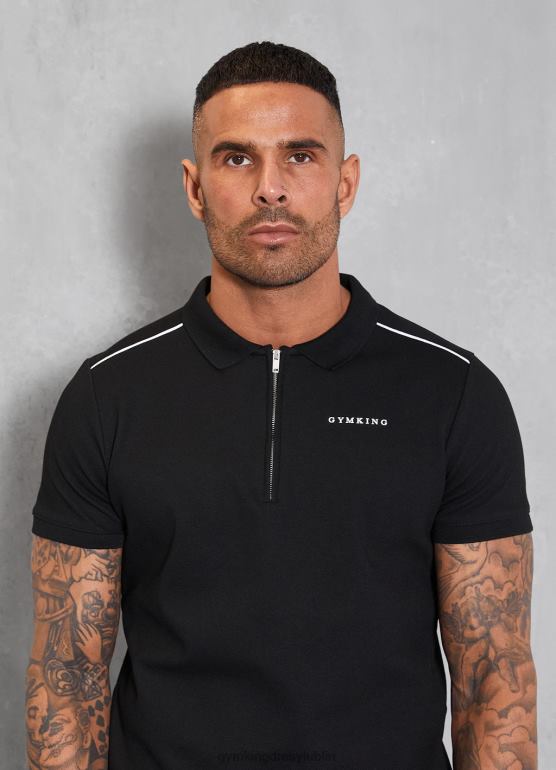 Gym King mężczyźni charakterystyczne dzianinowe polo TBB0Z70 odzież czarny