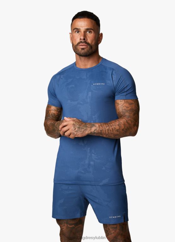 Gym King mężczyźni koszulka SS z wytłoczonym wzorem moro TBB0Z30 odzież błękit księżyca