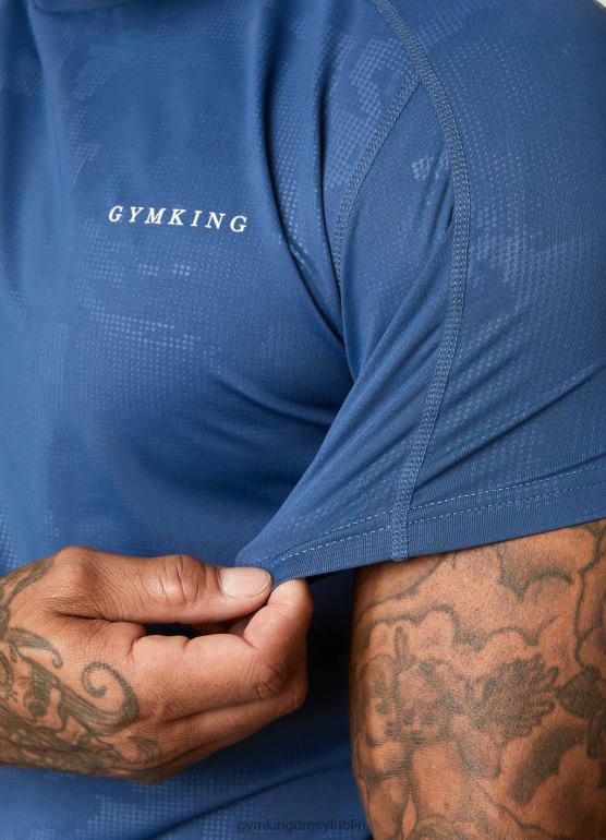 Gym King mężczyźni koszulka SS z wytłoczonym wzorem moro TBB0Z30 odzież błękit księżyca