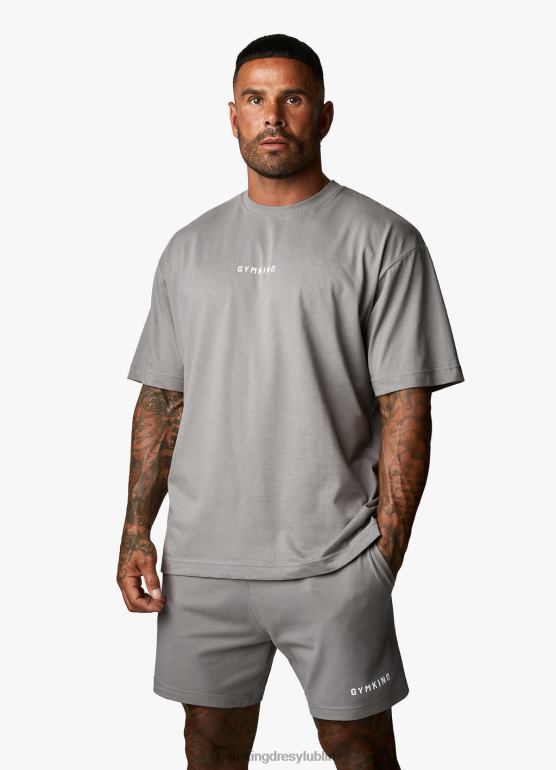 Gym King mężczyźni koszulka działu szkoleniowego TBB0Z34 odzież szaro-biały