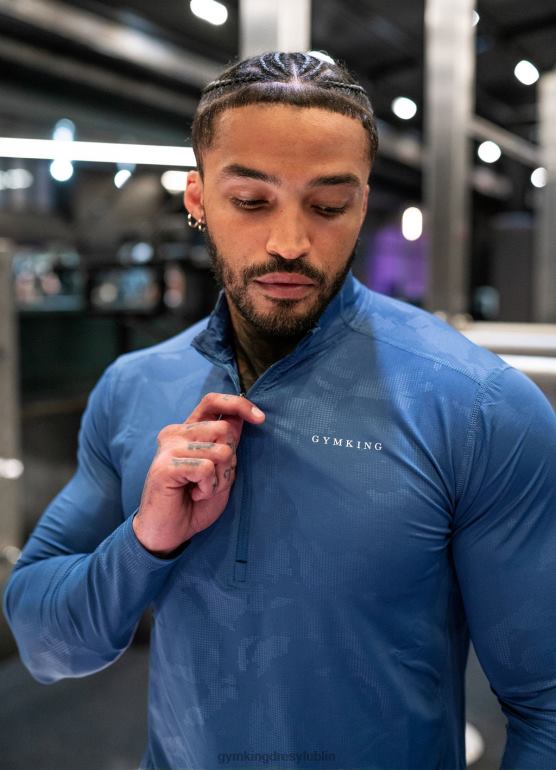 Gym King mężczyźni Wytłoczony lejek z zamkiem błyskawicznym w kolorze camo 1/4 TBB0Z170 odzież błękit księżyca