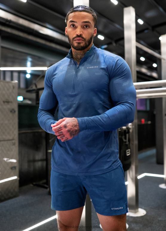 Gym King mężczyźni Wytłoczony lejek z zamkiem błyskawicznym w kolorze camo 1/4 TBB0Z170 odzież błękit księżyca