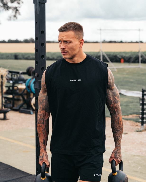 Gym King mężczyźni czołg dywizji szkoleniowej TBB0Z181 odzież czarny biały