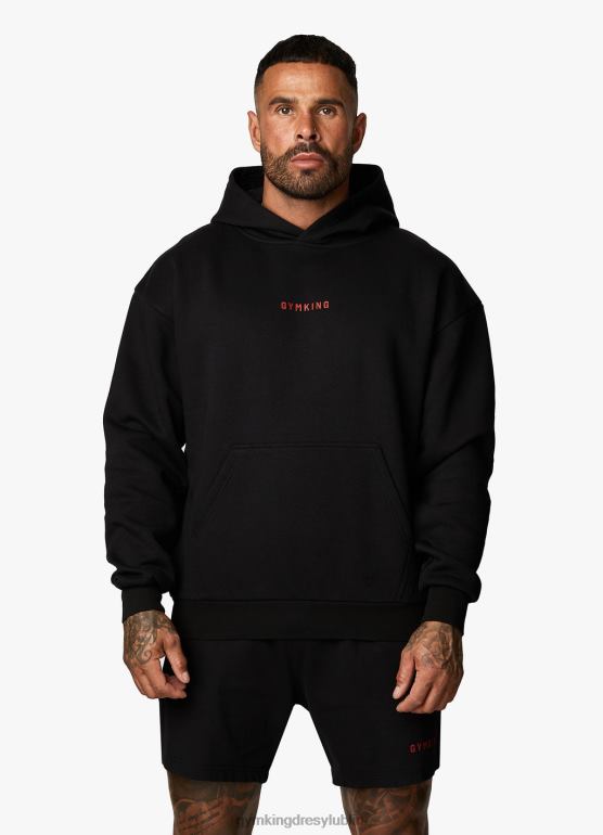 Gym King mężczyźni kaptur działu szkoleniowego TBB0Z186 odzież Czarny czerwony