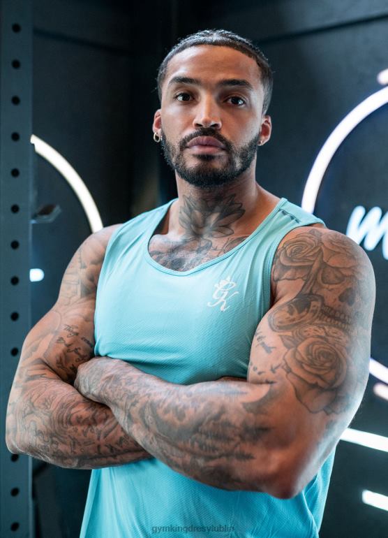 Gym King mężczyźni kontrastowa, elastyczna kamizelka TBB0Z173 odzież wodny/niebieski