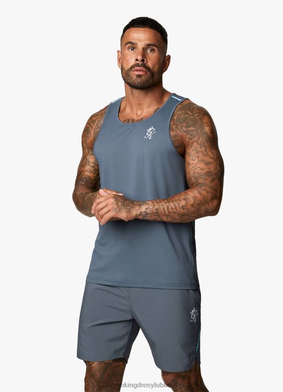 Gym King mężczyźni kontrastowa, elastyczna kamizelka TBB0Z174 odzież ciemnoszary/niebieski