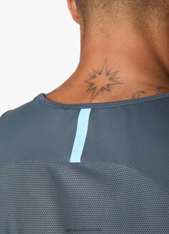 Gym King mężczyźni kontrastowa, elastyczna kamizelka TBB0Z174 odzież ciemnoszary/niebieski